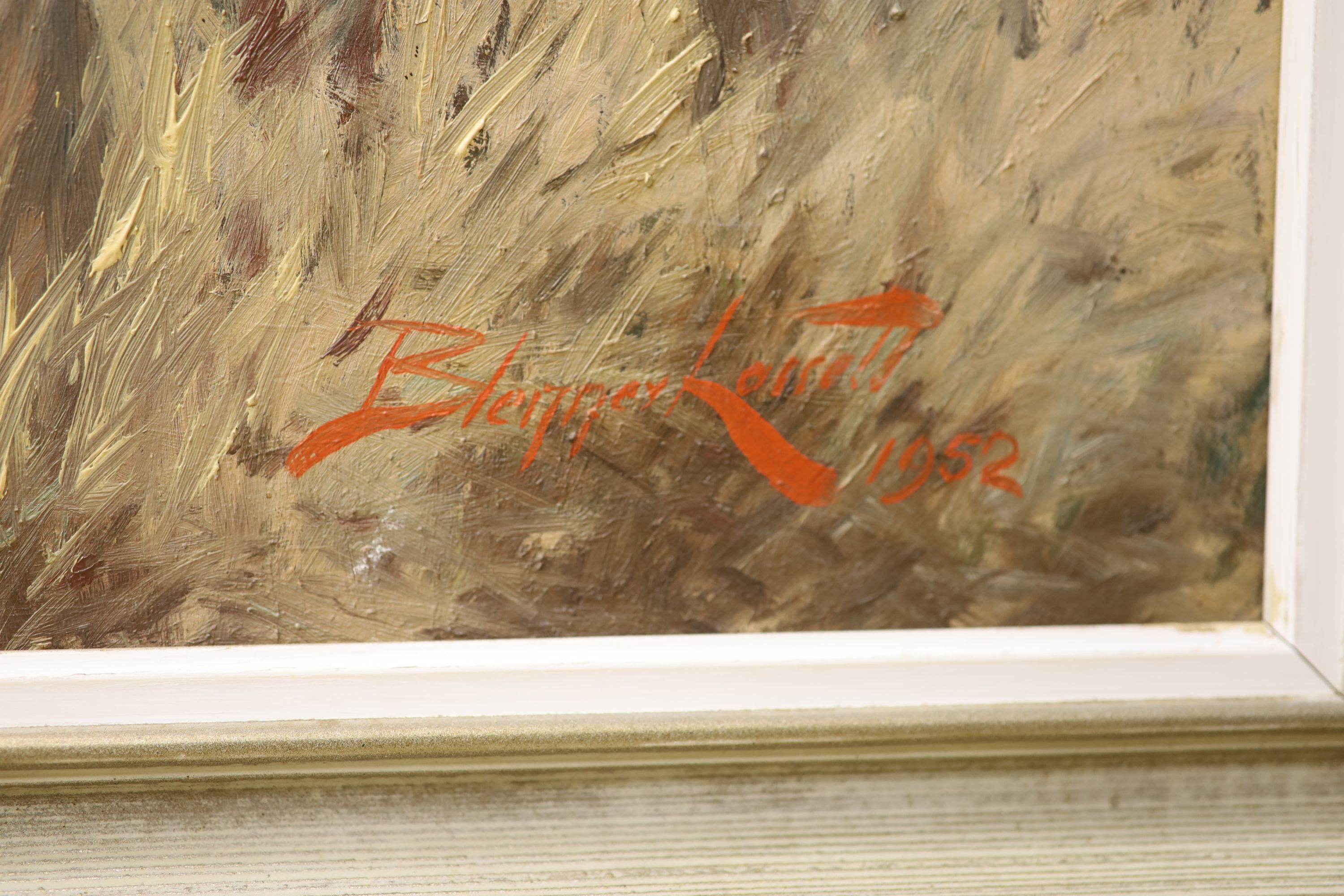 Blenner Lorrell, oil on board, South African farm scene, signed and dated 1952, 50 x 60cm